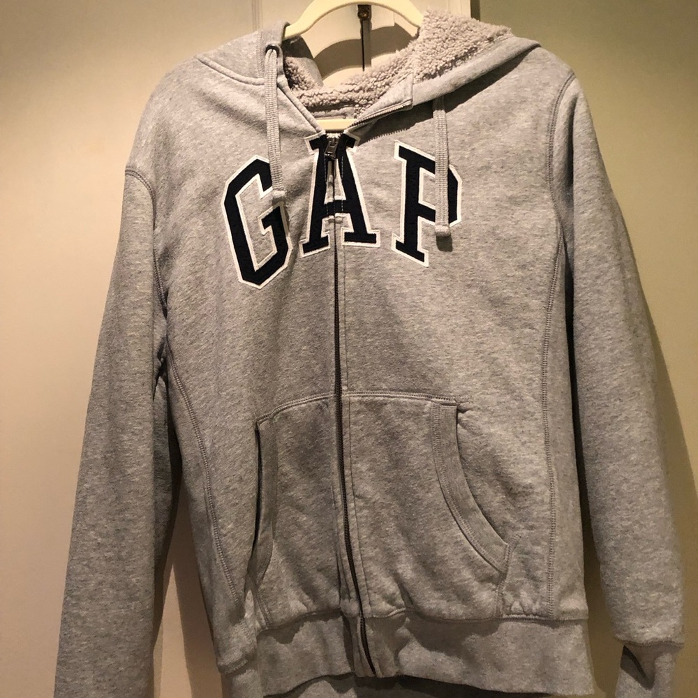 GAP Gray Sherpa-Lined Hoodie
